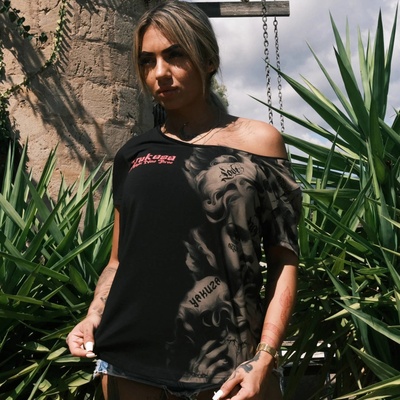 Yakuza dámske tričko Wise Kids Curved V Neck GSB 25117 black čierna