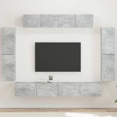 vidaXL ТВ шкаф 8 pcs Циментено сиво (3409144)