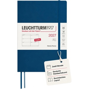 Leuchtturm1917 Weekly Calendar 2027 Medium (A5) - 145 x 210 mm - 12 months - January-December 2027 - 1 week per double page - 80 g/m2 paper with high ink compatibility - 400299 (400299)