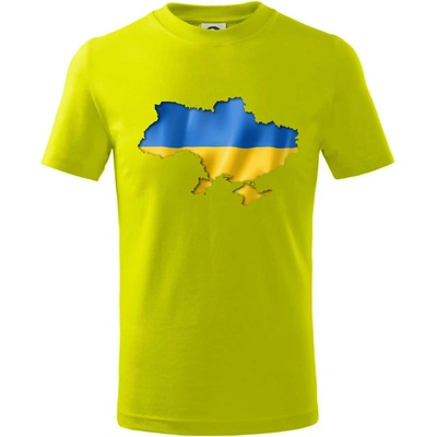 Ukrajina vlajka mapa tričko Limetková