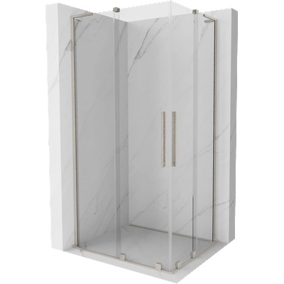 Mexen Velar L Duo плъзгаща се душ кабина 90 x 80 см, прозрачна, четкана никел - 871-090-080-02-03-97 (871-090-080-02-03-97)