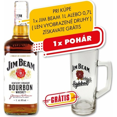 Jim Beam 40% 1 l (čistá fľaša)