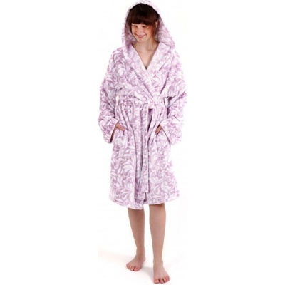 Flora dětský župan s kapucí 4303 mauve mist listy flannel fleece