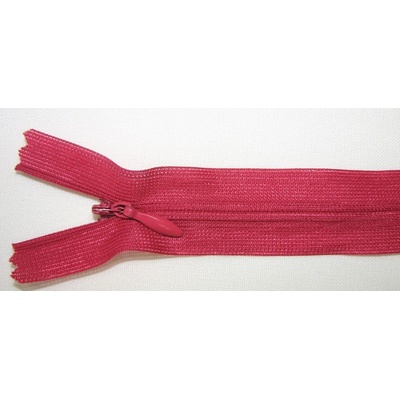 Zips krytý nedeliteľný 35cm vínová