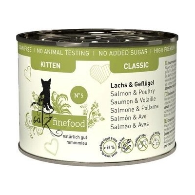 Catz finefood Classic Kitten No.5 s lososom hydinovým mäsom a špenátom 200 g