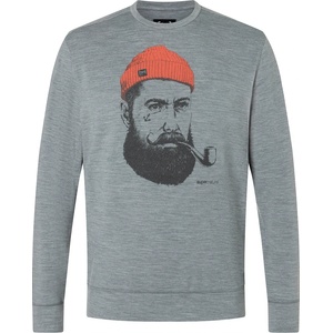 super. natural Мъжки вълнен пуловер super. natural Sailor Crew Merino shirt - Cashmere Grey Melange / Dark Shadow Melange / Chilli - размер 56 (005-5329-0615)