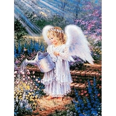 Norimpex - Puzzle Diamant painting: Angel with a watering can in the garden 30x40cm - 1 - 39 piese