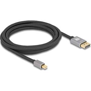 Delock Mini DisplayPort - DisplayPort кабел 8K 60 Hz, 3 м, сив метал, без заключващ механизъм