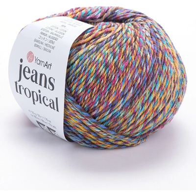 Yarn Art příze Jeans Tropical 612 oranžová, modrá, hnědá, růžová