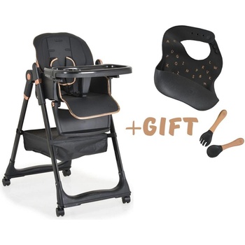 Moni Детски стол за хранене с подарък Lindo черен (3801005152384)