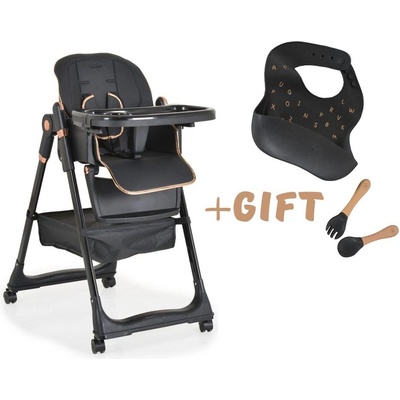 Moni Детски стол за хранене с подарък Lindo черен (3801005152384)