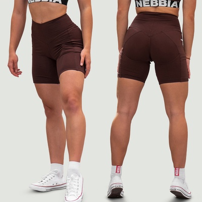 Nebbia legínové šortky s vysokým pásom FIT&SMART 575 dark brown