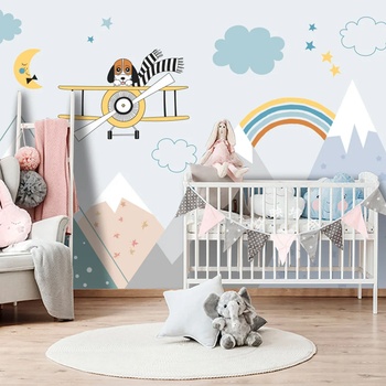 Image 1 of Art gift Фототапет за детска стая - Куче в самолет