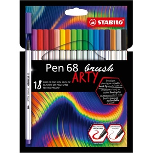 STABILO Комплект флумастери, Stabilo, Pen 68 Brush Arty ST568/18-21-20, 18 цвята (ST568/18-21-20)