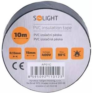 Solight Изолационна лента Solight 15 мм x 0, 13 мм x 10 м черна