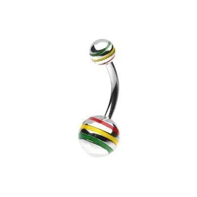 Šperky4U piercing do pupíku banánek s pruhy BS01037-AB