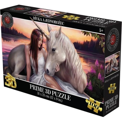 Prime 3D puzzle Dívka a jednorožec 31x23cm 100 ks holografické
