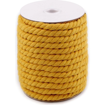 Bavlněná šňůra kroucená Ø8 mm macrame, střední, 13 hořčicová