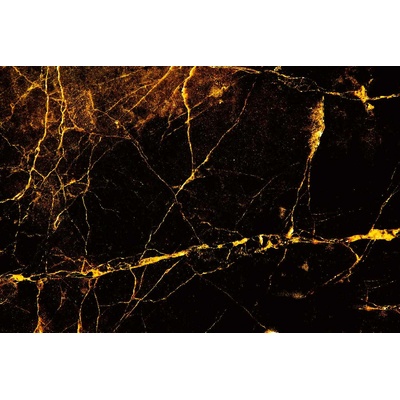 DIMEX ART Флизелинов фототапет черен и златен мрамор 375 x 250 см
