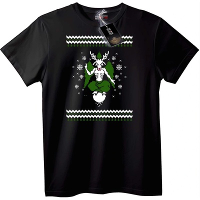NOONEBRAND Тениска Грозен Коледен Елен - 7XL, Black