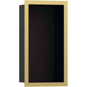 Hansgrohe XtraStoris Individual - Ниша за вграждане в стена с дизайнерска рамка, 30x15x10 см, матово черно/полиран златен вид 56095990 (56095990)