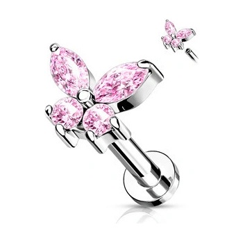 Šperky4U Labreta helix tragus piercing motýlek LB0023P-1206
