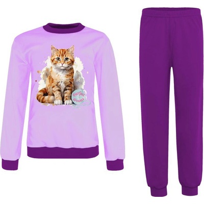Jaks pyžamo s kočkou fialové