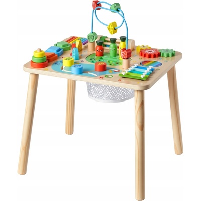 SucceBuy Interaktívny drevený stolík Montessori hračka pre deti od 6 mesiacov
