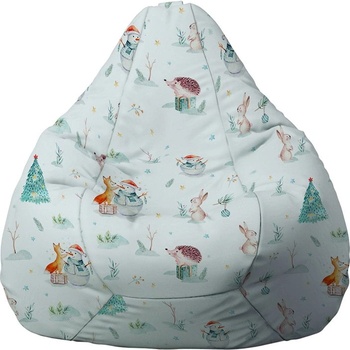 Image 1 of PUFRELAX Пуф, круша, 220л. , Nirvana Hobbit, Winter Wonderland, Водоустойчив, Перящ се калъф, Пълнеж от Полистиролни перли, принт (PUF-G-NH-TEXP-WON)