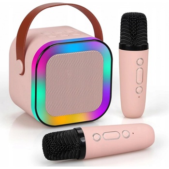 BLUETOOTH REPRODUKTOR PŘENOSNÉ KARAOKE RGB LAMPIČKA 2 MIKROFONY USB SD MINI JACK