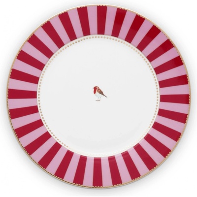 Pip Studio Love Birds talíř Ø 26,5 cm červeno-růžový