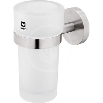 Nimco Unix Pohárik na kefy a pastu s držiakom, matné sklo/brúsená nerezová UNM 13058W-10