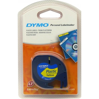 DYMO LetraTag 59423, S0721570, 12mm x 4m, черен печат/жълт фон, оригинална лента (S0721570)