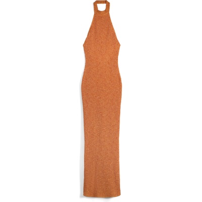 Bershka Плетена рокля оранжево, размер L