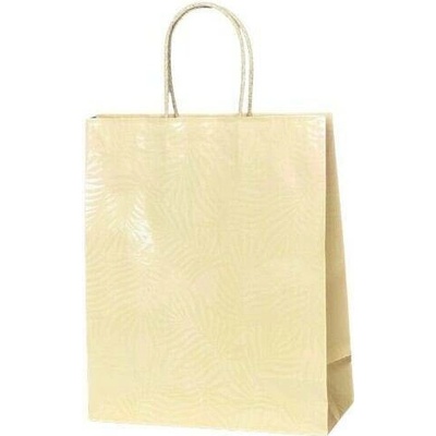 Béžová luxusní papírová taška 250x110x310 mm s krouceným uchem s lesklým efektem