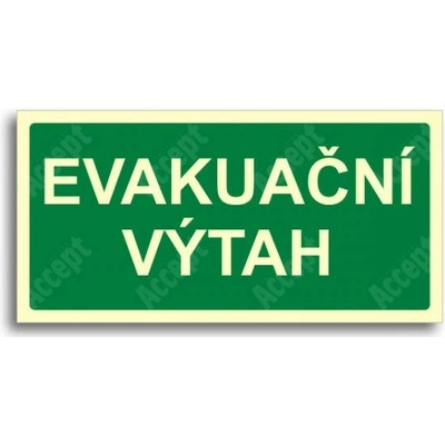 ACCEPT únikové a protipožární fotoluminiscenční značení EVAKUAČNÍ VÝTAH - samolepka 30x15cm