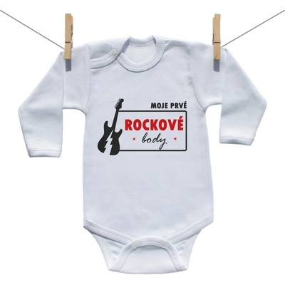 Boodyy Ružové Body s dlhým rukávom Moje prvé rockové body