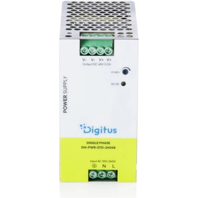DIGITUS 48 V DC, 5 A, 240 W, AC-DC, Průmyslový napájecí zdroj pro montáž na DIN lištu, kovové pouzdro