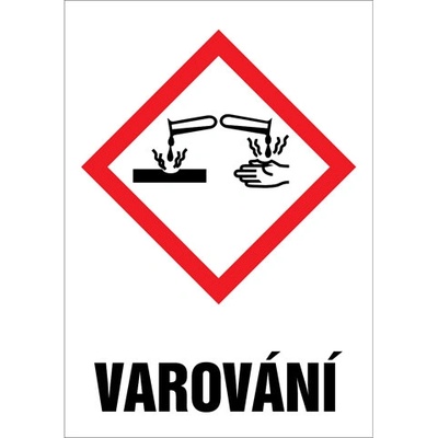 Značka GHS05 Varování, samolepicí fólie, 148 × 210 mm BZ FD617