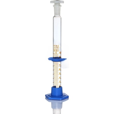 Odměrný válec skleněný s korkem PP a základnou PP, 10 ml, třída A, hnědá stupnice, broušené spojení 10/19, s certifikátem – GLASSCO