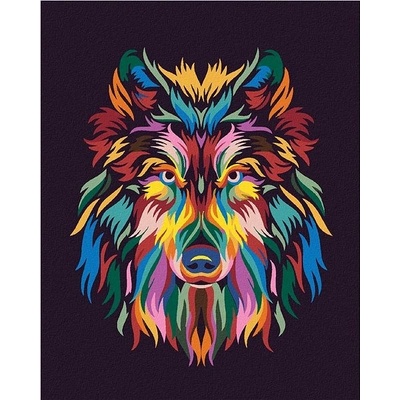 zuty Malování podle čísel Vlk v barvách 80 x 100 cm bez rámu a bez vypnutí plátna