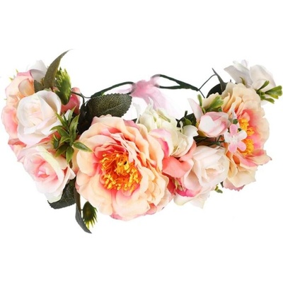 Naishide Jewelry Květinový věneček do vlasů - smetanová/ růžová