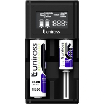 Uniross UCX004 компактно LCD бързо зарядно за зареждане на Li-ion/Ni-MH/LiFePo4 батерии (UCX004)