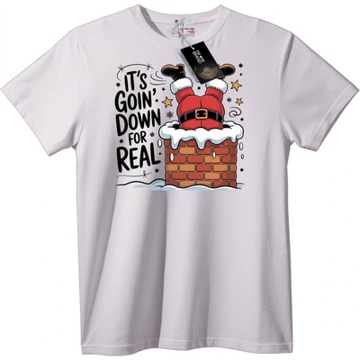 NOONEBRAND Тениска Дядо Коледа в комина - 2XL, White