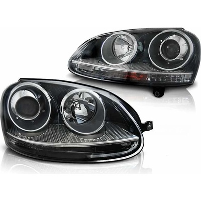 PŘEDNÍ SVĚTLOMETY, SVĚTLA, LAMPY VW GOLF 5, 2003-2009, STYL GTI ČERNÉ