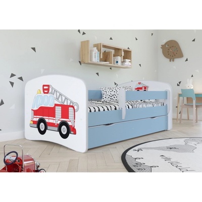 Kocot kids Babydreams hasičské auto modrá se šuplíky s matrací