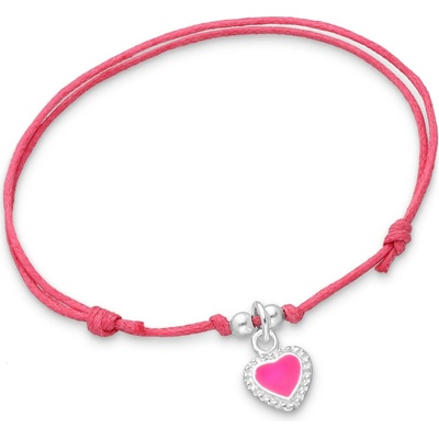 Bangles.cz náramek Růžové Srdce & šňůrka 3027
