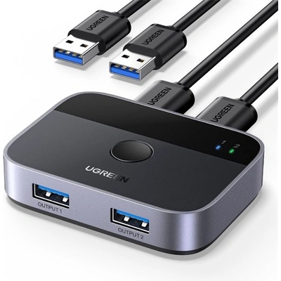 UGREEN KMP Switch USB 3.0, 2 порта, 2x2, 2 USB-A входа 2 USB-A изхода, 5Gbps, сив 35313 (35313)