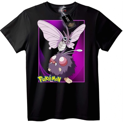 NOONEBRAND Тениска Pokémon Butterfree и Venonat - XS, Black