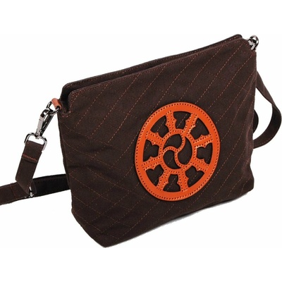 Tibetská kabelka crossbody Tharpa Khorlo tmavohnedá